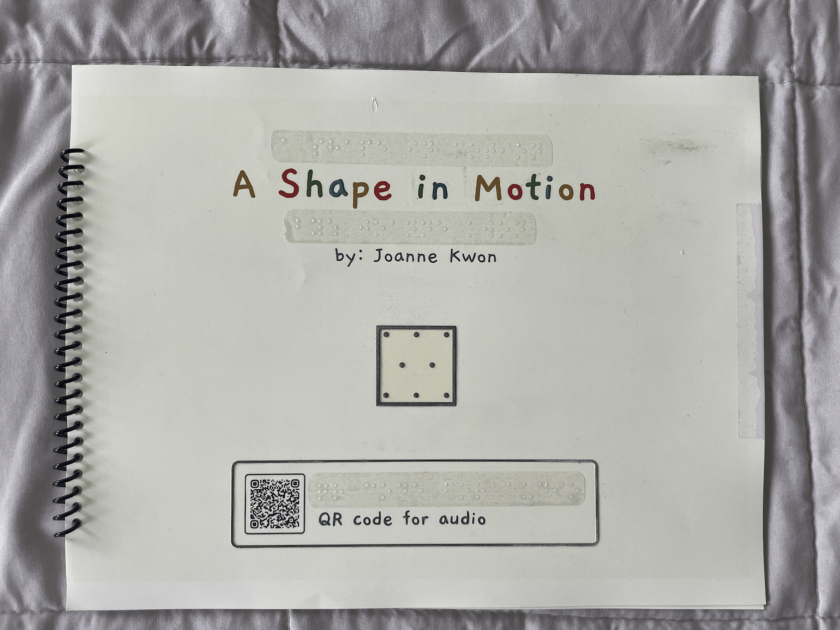 Cover page of the storybook, A Shape in Motion.